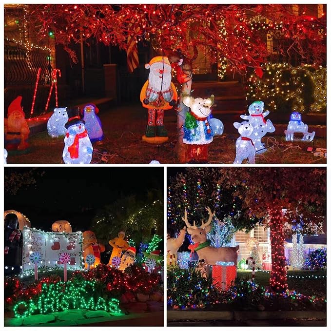 YEGUO 66ft 200 LED Red Christmas Lights Outdoor Waterproof, Green Wire String Lights Indoor, 8 Modes Twinkle Lights for Christmas Tree Plug in with Timer Memory