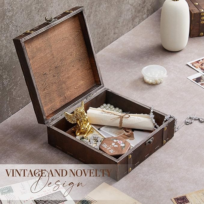 AW BRIDAL Personalized wooden keepsake box Wedding Memory Box Wood Storage Box Wedding Shower Gifts for Couples Bride Gifts//DK2201CPP63//