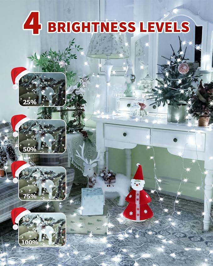 Christmas Lights String Outdoor Indoor, Cold White 403FT 1200 LED Xmas Tree Decorations Lights,Plug in Twinkle Fairy Light with Remote Timer for Room Yard Holiday Party Wedding Camping Decor