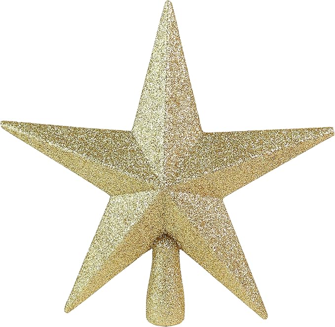 Ornativity Glitter Star Tree Topper - Christmas Gold Decorative Holiday Bethlehem Star Ornament