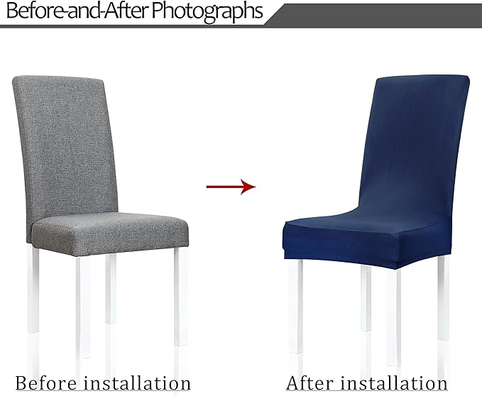 Obstal Stretch Spandex Dining Room Chair Covers ?Set of 4 Universal Removable Washable Chair Seat Slipcovers Protector for Kitchen, Ceremony, Wedding, Banquet, Hotel and Party