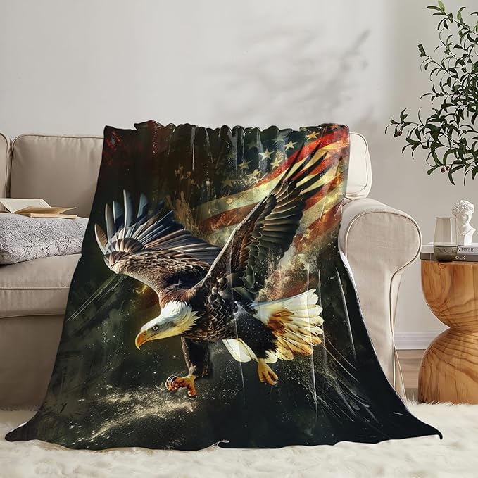 Tijuboni American Eagle Throw Blanket Eagle Gifts for Girls Boys Women Men Kids Adults Soft Flannel Fleece Blanket for Couch Sofa Bed Home Decor 40"x50"