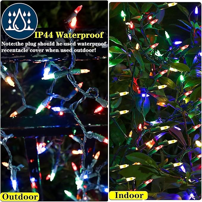 100 LED Soft Twinke Lights, Slow Twinkling Christmas Lights, 50 of 100 Lights Twinkle, Waterproof Gentle Glow, UL Certified 29 Ft Connectable Indoor Outdoor (Multi-Colored)