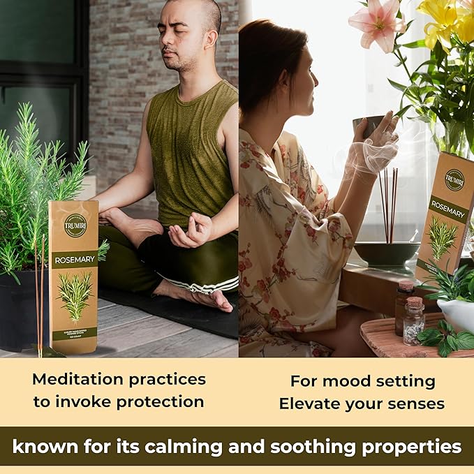 Rosemary Incense Sticks - Pack of 100 Inscents-Sticks Inciensos Aromaticos - Made with Natural Essential Oil - Scented Insence Non Toxic Agarbatti Incents