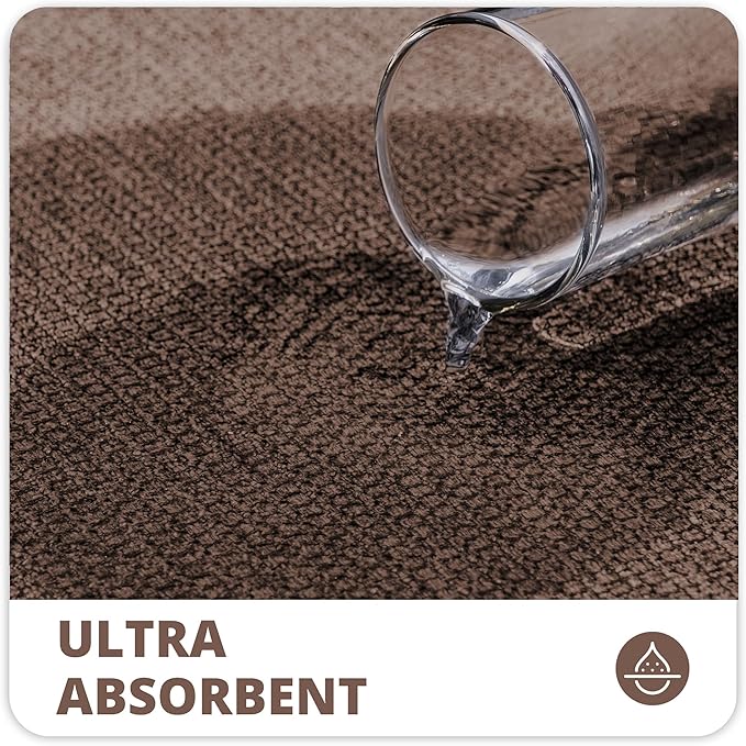 Bath Mat,Ultra Thin Bathroom Rugs,Rubber Bath Mats for Bathroom,No Slip Bath Rugs,Quick Dry,Machine Washable,Low Pile,Absorbent,Shower Outside,Sink,Home Decor Accessories.Brown,1'8"x2'8"(20x32inch)
