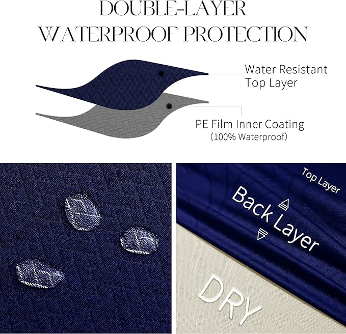 MOSAYT 100% Waterproof Dining Room Chair Covers Set of 6, Super Fit Stretch Jacquard Parson Chairs Slipcovers Removable Washable Chair Seat Protectors for Home, Kitchen, Banquet (Navy Blue)