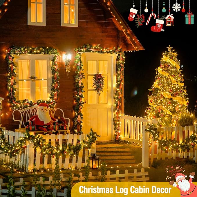 JMEXSUSS 229ft 700 LED Christmas Lights Outdoor, Christmas Tree Lights Plug in, 8 Modes Twinkle String Lights for Outside Indoor Wedding Ceiling Room Home Yard Patio Porch Xmas Decor, Warm White