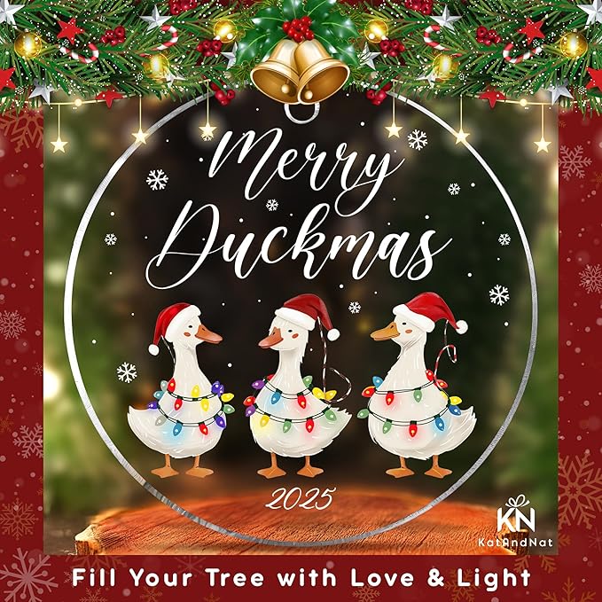 Duck Ornament - Duck Christmas Ornaments, Animal Ornaments for Christmas Tree - Cute Funny Animal Acrylic Ornament 2025