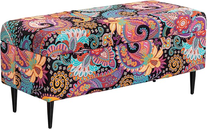 CRFATOP Printed Rectangle Ottoman Stool Cover Stretch Folding Storage Footstool Bench Slipcovers Upholstered Foot Chest Chair Covers Washable Entryway Furniture Protector with Elastic Bands,S,15