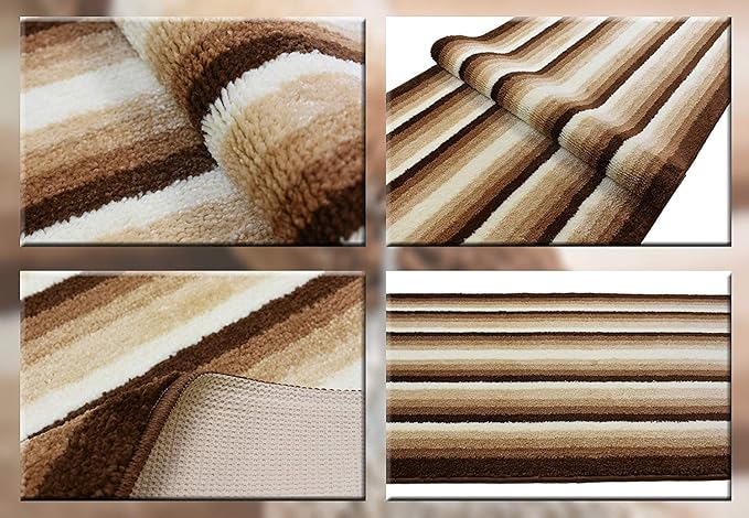 Custom Size Hallway Runner Rug, Slip Resistant, 26 Inch Wide X Your Choice of Length, Stripes Brown, 26 Inch X 6 feet