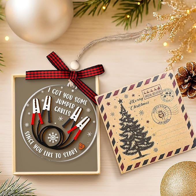 I Got You Some Jumper Cables Ornament 2025- White Elephant for Coworkers, Friends -Sarcastic Christmas Ornaments Gag Gifts - Ugly Ornament Exchange - Funny Ornaments for Christmas Tree