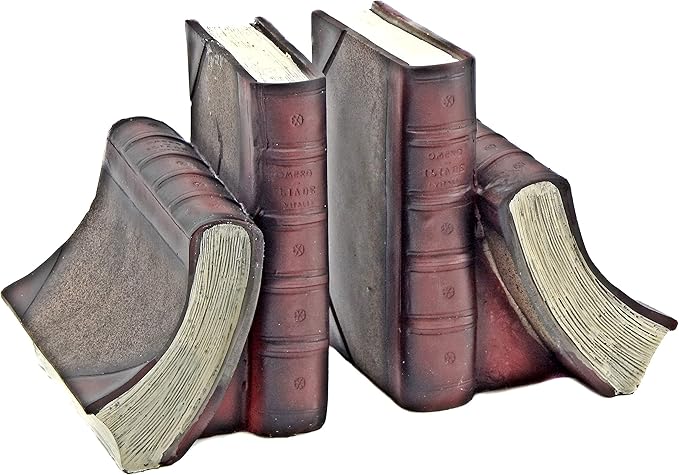 Bellaa 23509 Decorative Bookends Vintage Books Antiques Retro Old World Farmhouse Boho Bookshelf Library Home Decor 7 inch