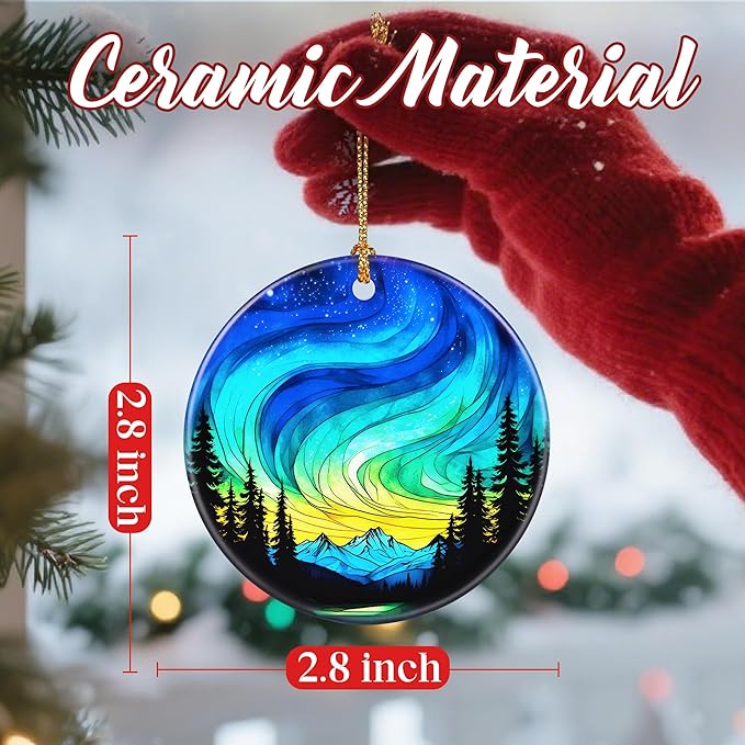 Christmas Ornaments, Dodosky 2.8in Ceramic Ornament, Xmas Decor, Christmas Tree Ornaments, Xmas Decorations for Tree, Holiday Ornament, Gift Ideas, Gifts for Women Men Mom Grandma - Northern Lights