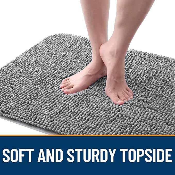 OLANLY Dog Door Mat for Muddy Paws 36x24, Absorbs Moisture and Dirt, Absorbent Non-Slip Washable Doormat, Quick Dry Chenille Mud Mat for Dogs, Entry Indoor Entryway Carpet for Inside Floor, Grey