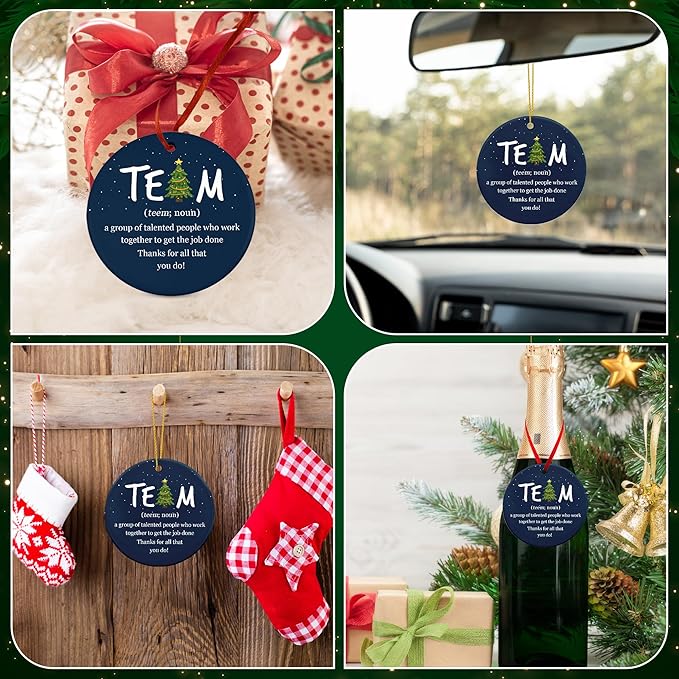 Team Appreciation Gifts for Employees - Ceramic Christmas Ornaments 2025 for Tree Decorations - Christmas Birthday Thank You Gifts for Coworkers Employees Women Boss, Xmas Bulk Gift Idea