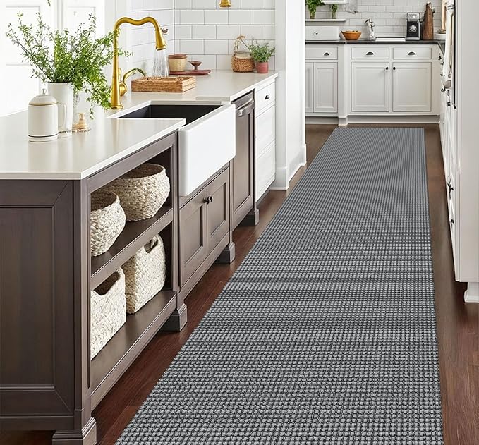 EARTHALL Runner Rug 3x14 Ft Washable Runners for Hallways Extra Long Woven Non Slip Entryway Runner Braided Kitchen Runner Indoor Outdoor Carpet Runners for Stair, Hall, Foyers, Dark Gray