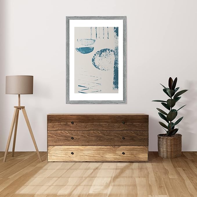 24x36 Poster Frame Set of 2, Rustic Grey Wood Style - Display 24 x 36 Poster without Mat or 20x30 Picture with Mat, Wall Mounting Horizontal and Vertical