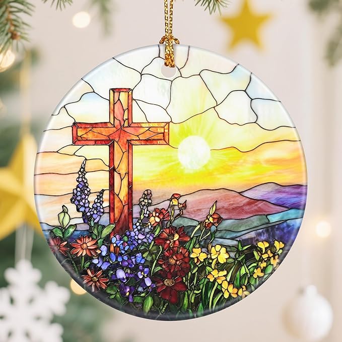 Religious Christmas Ornament, Christmas Tree Ornaments, Keepsake Ornaments, Holiday Decor, Cross Gift, Christian Gift, Religious Gifts, Holiday or Xmas Gifts