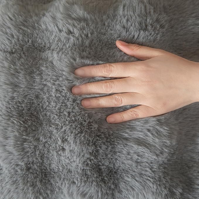 Yaertun Pack of 2 Grey Thick Soft Wool Decorative Throw Pillow Covers 12x20 Inch Faux Fur Plush Fluffy Cushion Covers for Sofa Couch Bedroom
