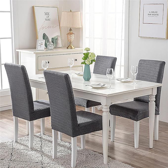 Parsons Dining Chair Cover, Detachable Sofa Chair Cover, Retractable Chair Cover (6, Gray)