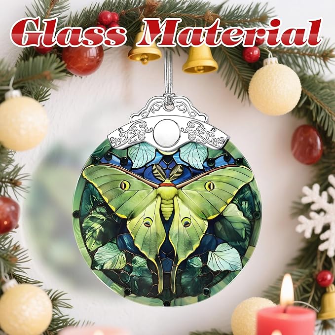 Luna Moth Ornament, Stained Glass Christmas Decorations, Christmas Ornaments for Tree, Holiday Ornament, Gifts for Moth Lovers, Holiday Party Gifts, Gift Ideas & Xmas Gift