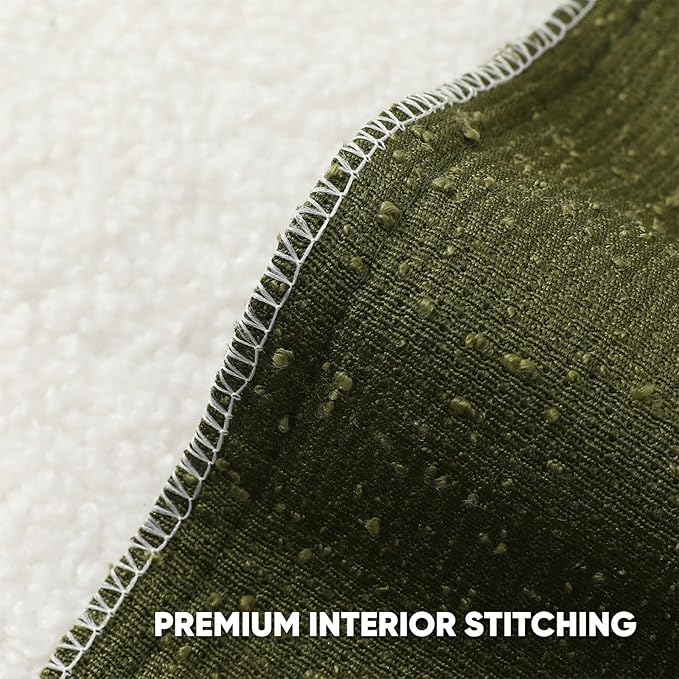 HAUSSY Set of 2 26x26 Decorative Throw Pillow Covers, Soft Cozy Euro Pillow Shams Textured Boucle, Home Decor for Couch Bed Living Room, Moss Green