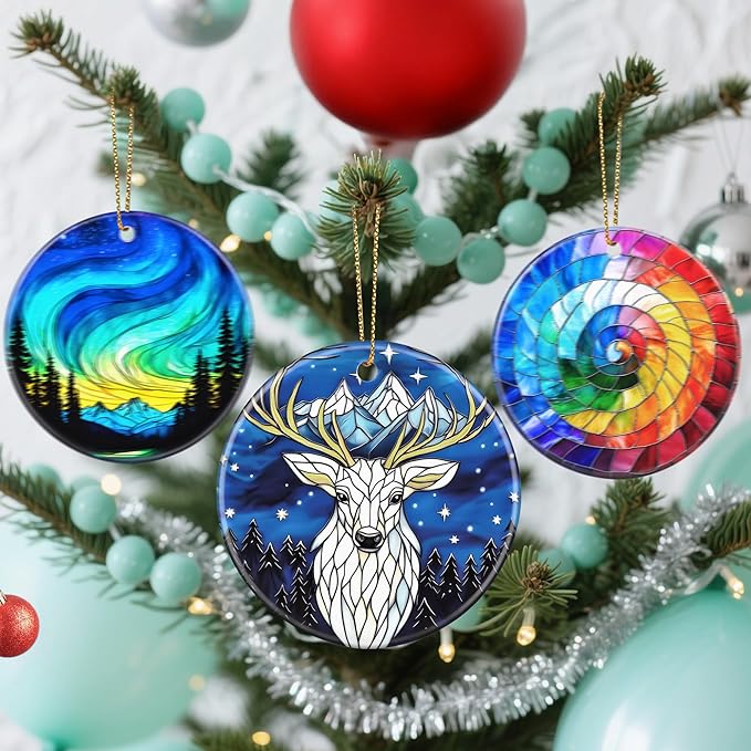 Christmas Ornaments, Dodosky 2.8in Ceramic Night Court Ornament, Xmas Decor, Christmas Tree Ornaments, Xmas Decorations for Tree, Holiday Ornament, Gift Ideas, Gifts for Women, Friend, Lover