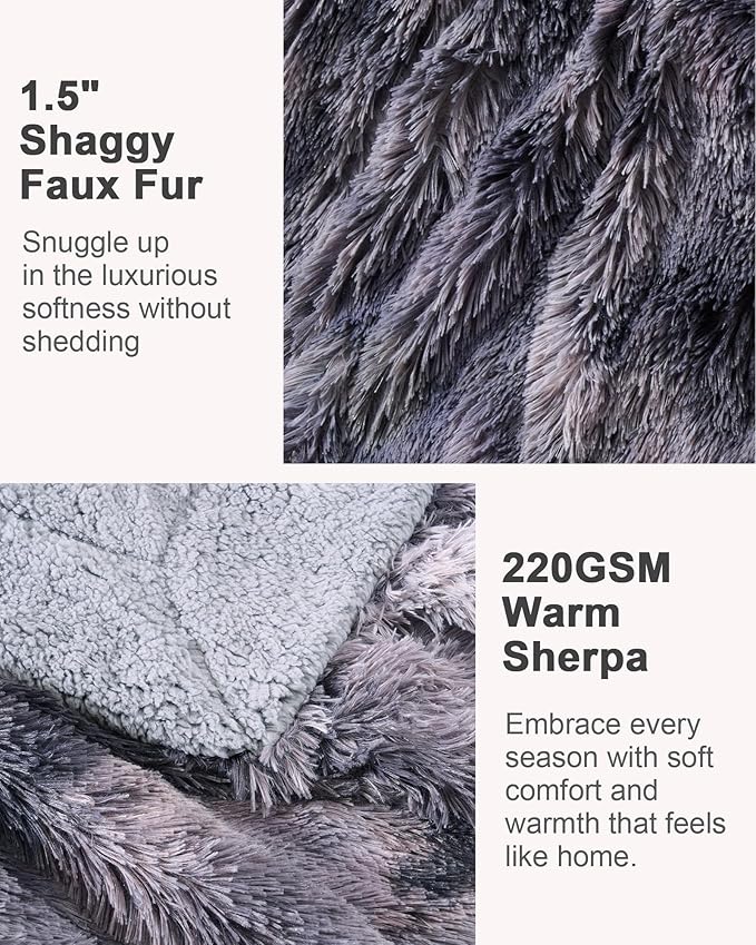 Super Soft Fluffy Faux Fur Sherpa Fleece Blankets Queen Size for Bed, Bedroom Decor Winter Big Blankets Thick Warm, Fuzzy Plush Heavy Bedding Cozy Gifts for Women Men Mom Dad, 90" x 90"