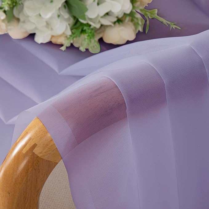 Lecloud Lavender Sheer Curtains 96 Inches Long 2 Panels Set, Light Filtering Solid Voile Drapes, Airy Privacy Window Decor Curtains with Rod Pocket for Living Room Girl's Bedroom, Each 42" W x 96" L