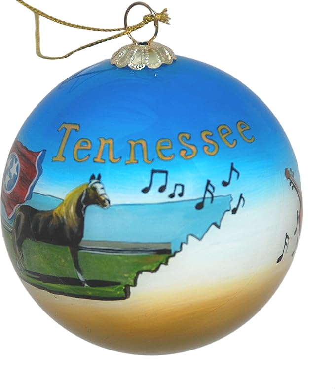 Blown Glass Christmas Ornament | Tennessee State Images | Hand Painted Inside | Original Art | Includes Gift Box