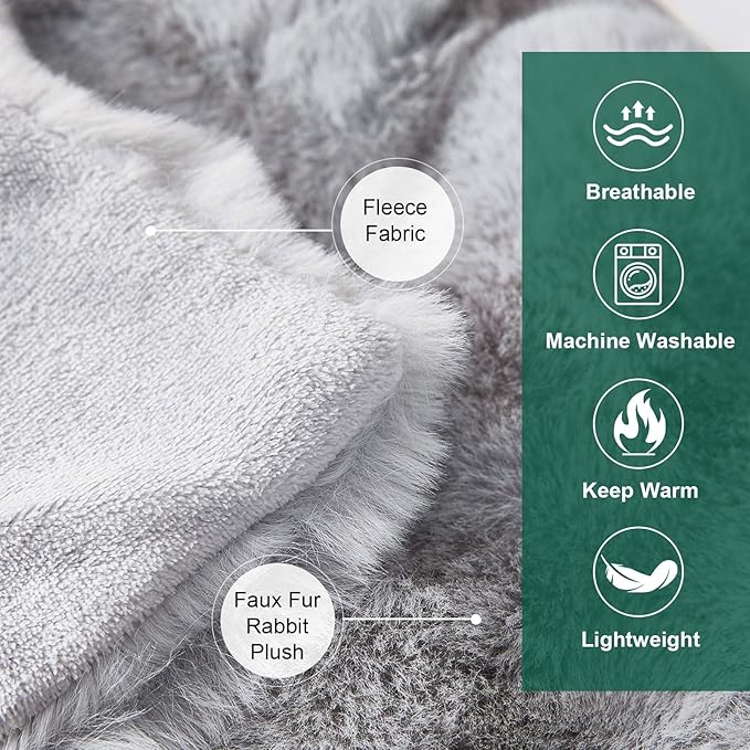 Soft Fluffy Blanket - Fuzzy Throw Blanket for Couch, Plush Rabbit Faux Fur Blanket, Cute Cozy Blankets for Women, Warm Thick Big Bubble Blankets for Bed Sofa Bedroom Living Room - 71" x 90"