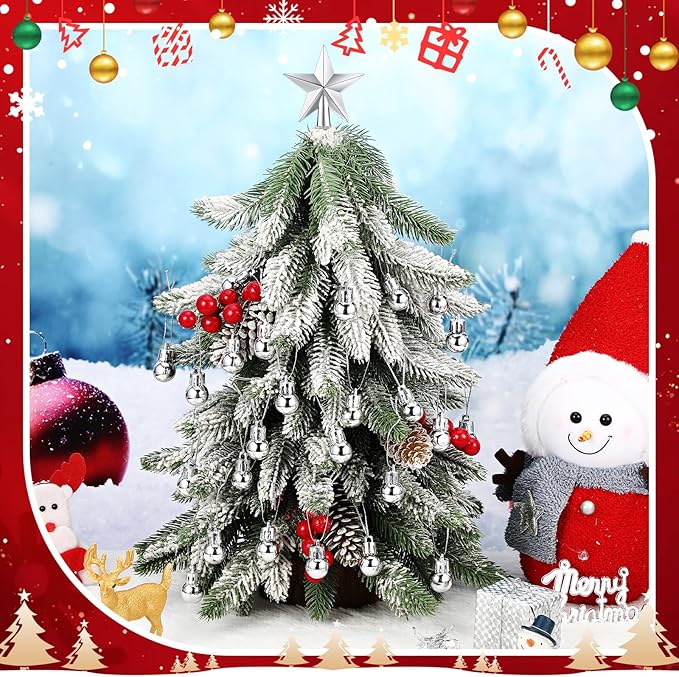 25 Pcs Christmas Balls Ornaments Set Mini Tree Decoration 0. 79 Inch Christmas Ball Tree Topper Star Hanging Ornaments for Party Decoration(Silver)