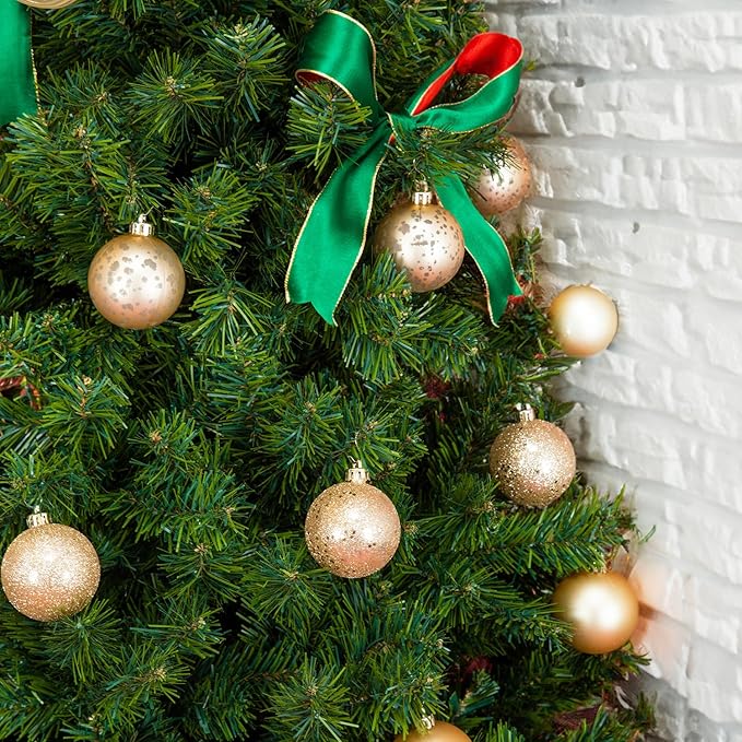 Every Day is Christmas Ornaments, Shatterproof Christmas Tree Ornament Set, Christmas Balls Decoration 50 Count (2.24"/57mm, New Gold)