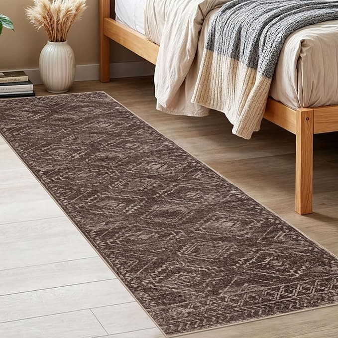 KILOCOCO Boho Kitchen Runner Rug 2x6 Washable Runner Rug, Soft Runners for Hallways Non Slip Printed Distressed Laundry Room Rug, Low-Pile Rug for Entryway/Bedroom/Living Room, Rust Red