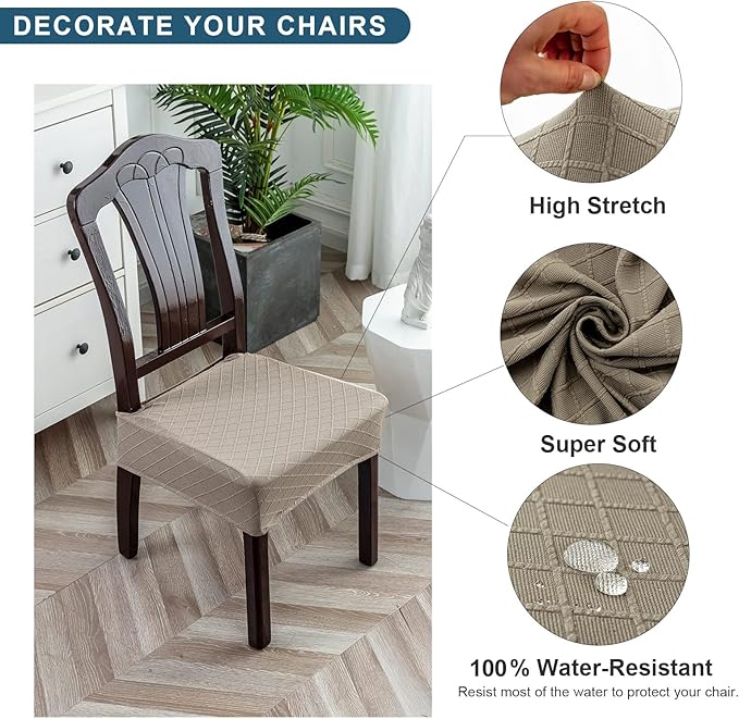 Genina Waterproof Seat Covers for Chairs Seat Covers for Dining Room Chair Slipcovers Kitchen Chair Covers Dining Chair Covers