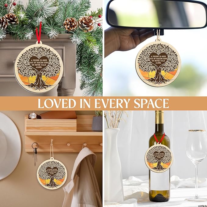 TEEZWONDER Christmas Friendship Gifts for Women Men - Suncatcher Christmas Ornaments 2025 - Natural Life Friend Gifts for Women, Tree of Life Ornament for Tree Decorations, Bestie Gift for Friend