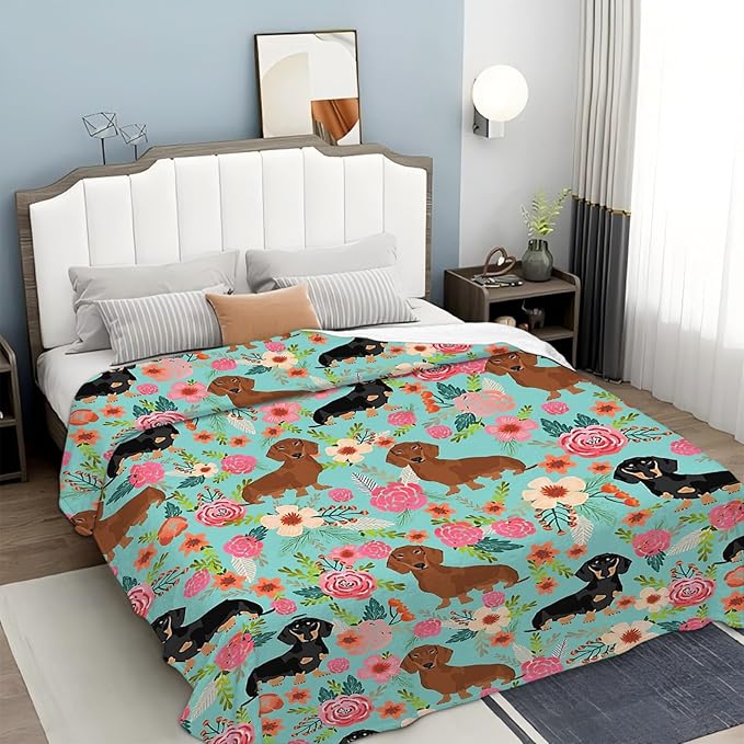Tijuboni Dachshund Throw Blanket Dog Gifts for Girls Boys Women Men Kids Adults Soft Flannel Fleece Blanket for Couch Sofa Bed Home Decor 40"x50"