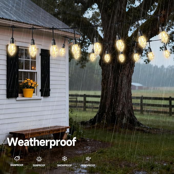 15FT Solar String Lights Waterproof for Outdoor, Patio Lights Solar Powered with USB Port, LED Shatterproof Bulbs,8 Lighting Modes,Solar Light for Camping Backyard Garden(Star Fruit-Warm White)