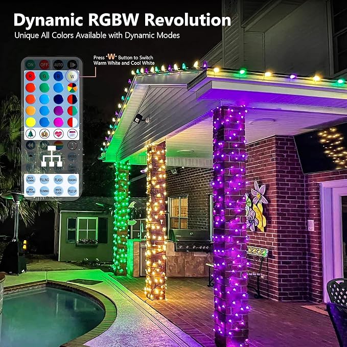 BrizLabs RGB + Warm White Christmas Lights, 98.5FT 300 LED Color Changing String Lights with Remote, Red White Christmas Light, Twinkle Mini Light Dimmable Tree Light for Indoor Outdoor Xmas Halloween
