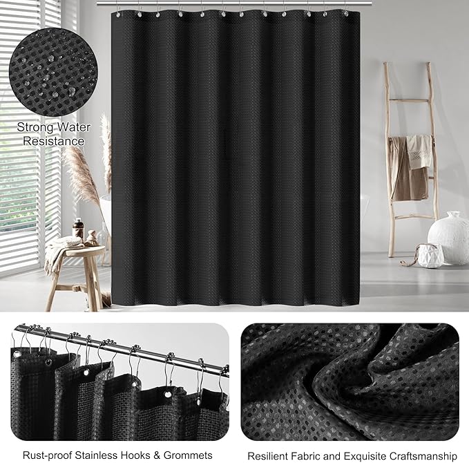 Bathroom Accessories Set - Black Bathroom Set, 22PCS Bathroom Accessory Set, Functional Shower Curtain Set withTrash Can, Toilet Brush Holder Set & Soap Dispenser for Home Decor