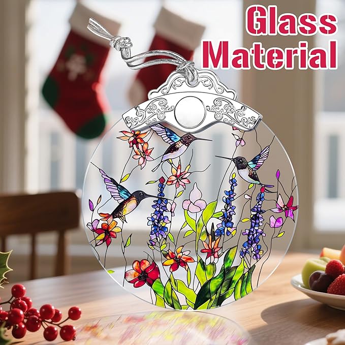 Christmas Ornament, Stained Glass Ornament, Christmas Ornaments for Tree, Hanging Ornaments for Home Decor & Xmas Decorations – Holiday Decor, Gift Ideas, Perfect Holiday & Xmas Gifts - Hummingbirds