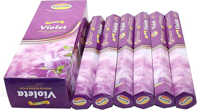 Govinda® Incense - Violet - 120 Incense Sticks, Premium Incense, Masala Coated