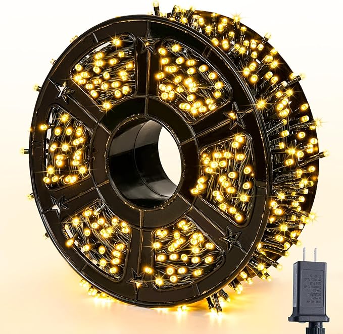 JMEXSUSS 229ft 700 LED Christmas Lights Outdoor, Christmas Tree Lights Plug in, 8 Modes Twinkle String Lights for Outside Indoor Wedding Ceiling Room Home Yard Patio Porch Xmas Decor, Warm White