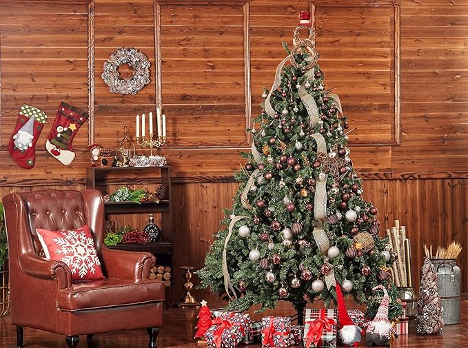 XmasExp 24ct Christmas Ball Ornaments Shatterproof Christmas Ornaments Set Decorations for Xmas Tree Balls(1.57''/40mm, Brown and Champagne)