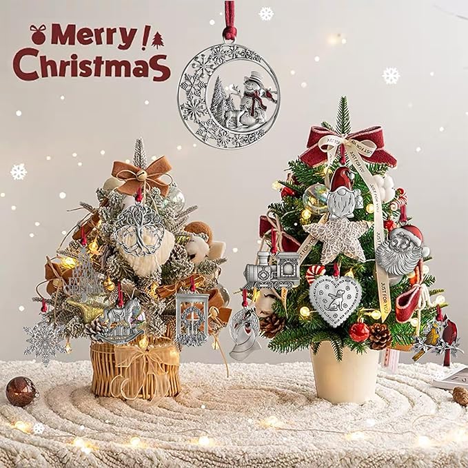 Christmas Ornaments, 2025 Solid Pewter Christmas Tree Ornament Handcrafted Metal DIY Hanging Craft Collectibles for Xmas Trees Home Party Party Gifts (Train)