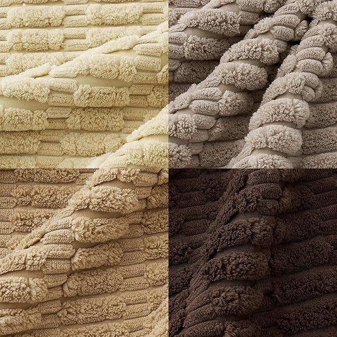 MIULEE Pack of 4 Boho Farmhouse Chocolate Corduroy Decorative Throw Pillow Covers 18x18 Inch Modern Retro Soft Striped Pillow Covers Home Decor for Sofa Living Room Couch Bed