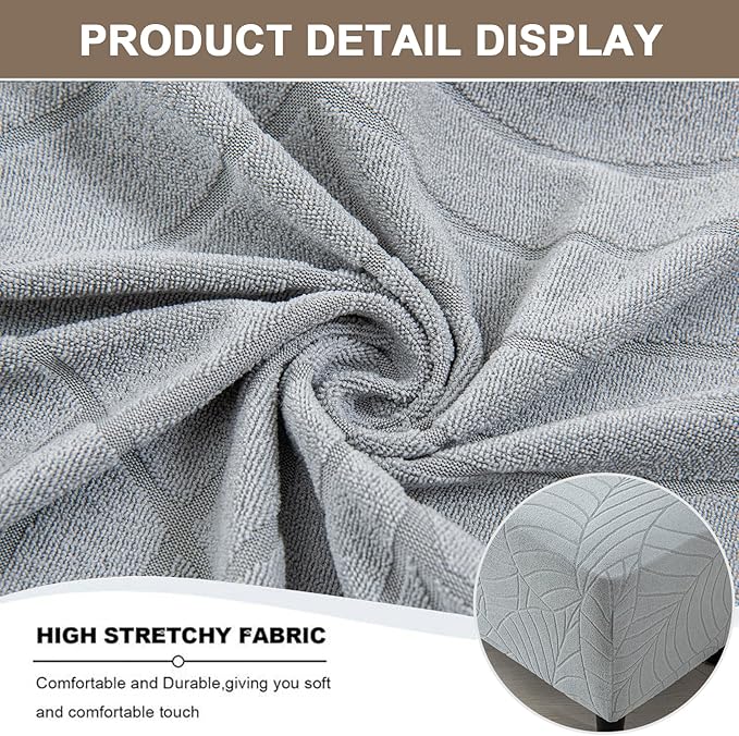 Eco-Ancheng Ottoman Cover Stretch Rectangle Footrest Stool Slipcover Ottoman Bench Covers Jacquard Footstool Protector Covers Storage Ottoman Slipcovers for Foot Stool with Nonslip Elastic Bottom,06