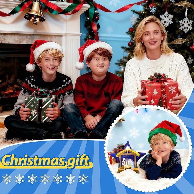 Eyourlife Jesus Nativity Tree Topper, 8 Inch Velvet Christmas Star Tree Topper with Tree Tie Straps Double-Layer Sponge Tree Decoration for Family Winter Holiday Party Supplies and Gifts