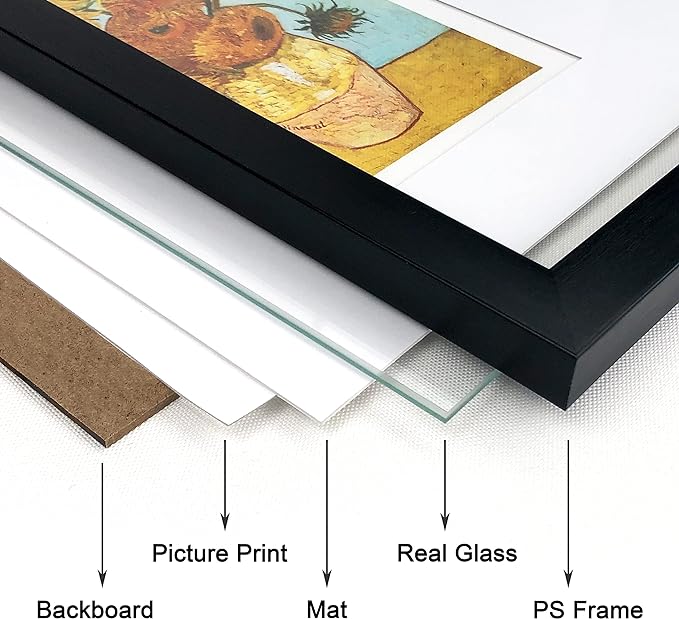 5x7 Black Picture Frame Set of 3 for Pictures 4x6 with Mat or 5x7 Without Mat, Wall or Tabletop Gallery Photo Frames with Real Glass
