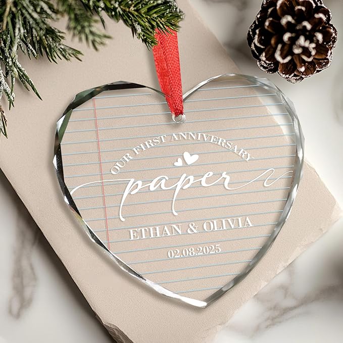 Personalized Anniversary Christmas Ornament – Wedding Gift for Couple, Husband and Wife, Parents Keepsake Decoration – Custom First Anniversary Ornament for Couples, 2025